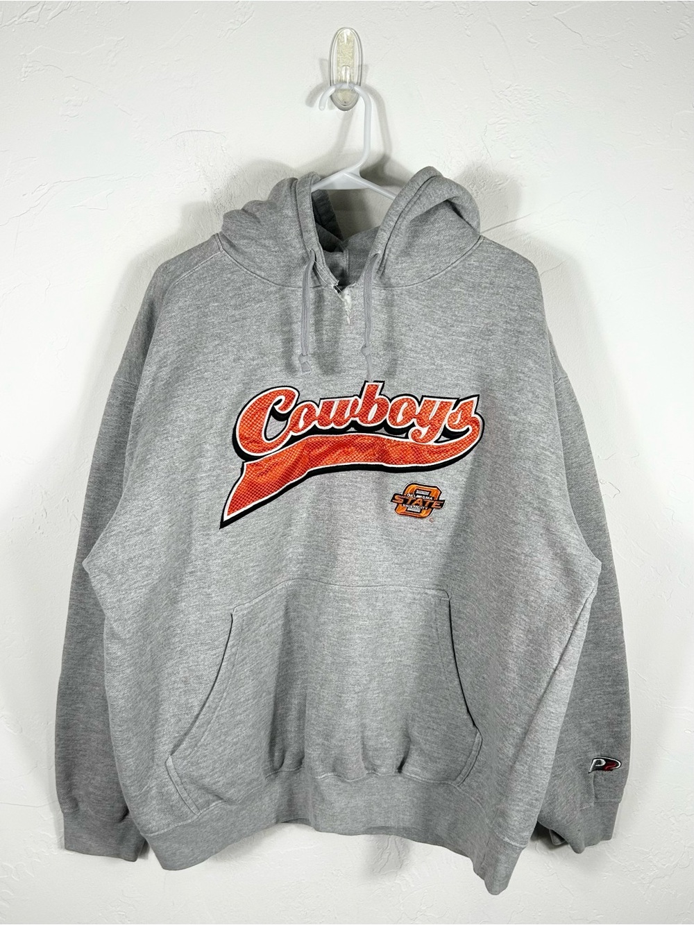 👁️ VTG Oklahoma State Cowboys Script Embroidered Hoodie Cut Neck P2 Size XL